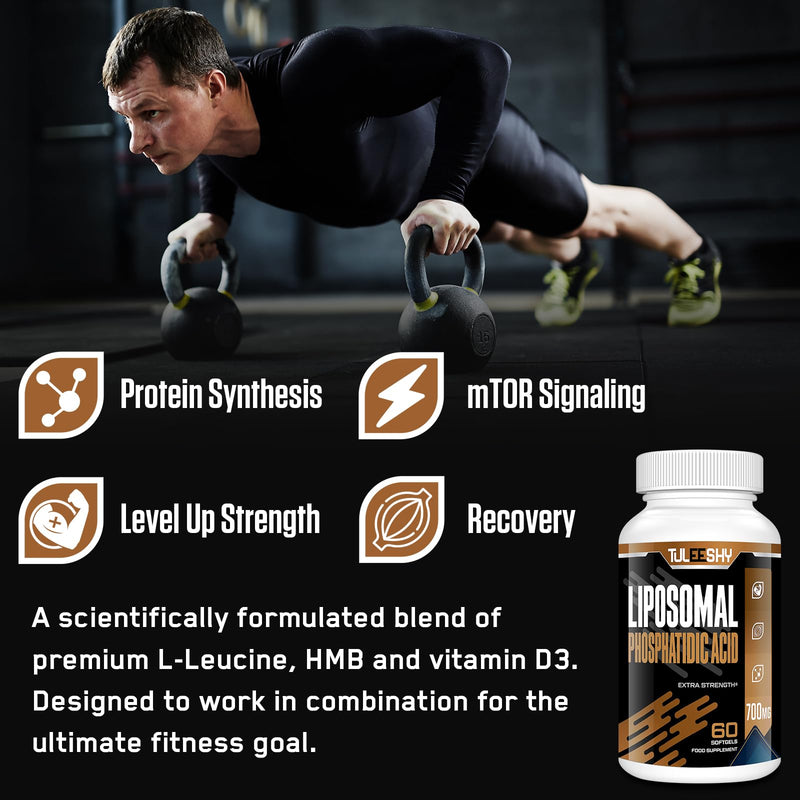 [Australia] - Liposomal Phosphatidic Acid (PA) 700 mg with HMB, L-Leucine and Vitamin D3 - Max Absorption (60 pieces (pack of 1)) 60 pieces (pack of 1) 
