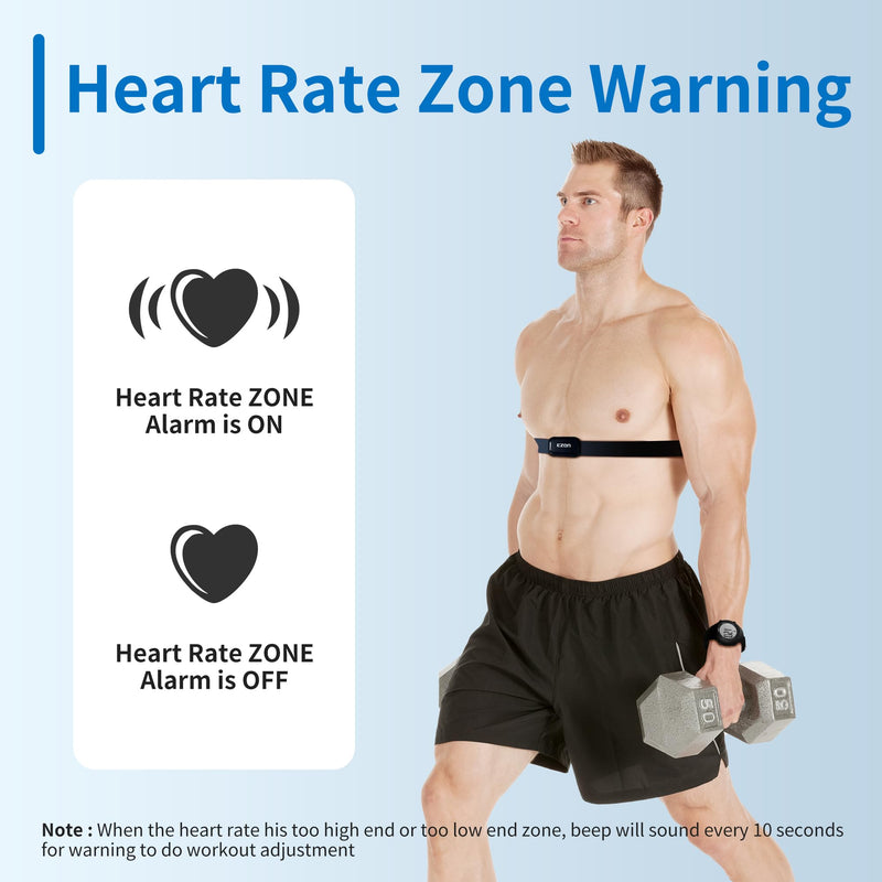 [Australia] - EZON Heart Rate Monitor Chest Strap and Digital Watch T037,5ATM Waterproof Fitness Tracker with HRM,Calories Burned,Stopwatch and Hourly Chime (Watch Band Included) 