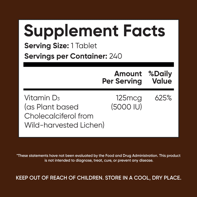 WeightWorld High Potency Vitamin D3 5000 IU (125mcg) - D3 Vitamin for Bone, Teeth, Muscle & Immune Support - 240 Easy-to-Swallow Tablets, 8-Month Supply, Vegan Plant-Based VIT D3, Non-GMO Vitamin D3 5000IU 240 Tablets