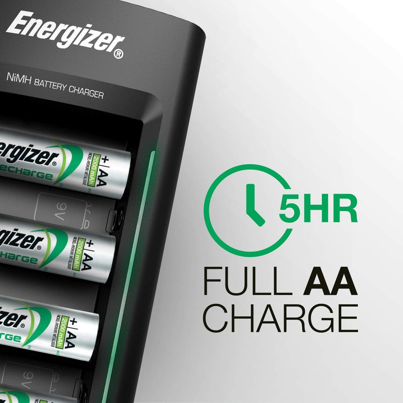 Energizer Rechargeable Battery Charger for C Cell, D Cell, AA, AAA, and 9V Rechargeable Batteries 1 COUNT