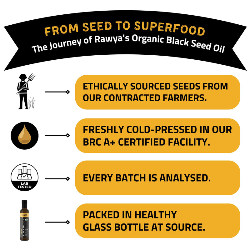 [Australia] - Black Seed Oil, Organic, Unfiltered, 8.4 Fl Oz, RAWYA, Cold Pressed, Glass Bottle, Nigella Sativa Oil, Non-GMO, Black Cumin Seed Oil, also known as Kalonji Oil, Nigella Oil 