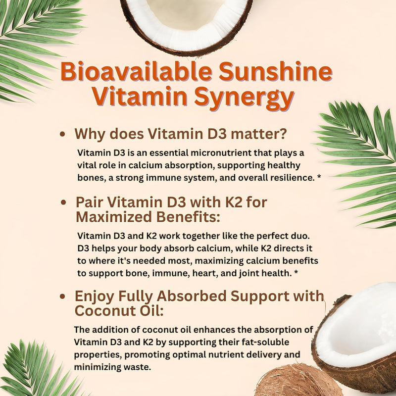 Micro Ingredients Vitamin D3 K2 MK-7 10,000 IU Per Serving, 300 Softgels | Made with Virgin Coconut Oil, K2 200 mcg Per Serving. D3 & K2 Vitamin Supplement. Easy-to-Swallow. Non-GMO, Gluten Free. 300 Count (Pack of 1)