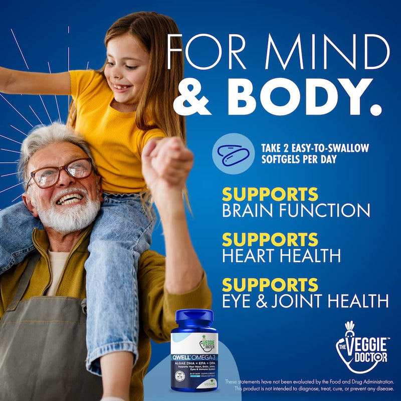 [Australia] - Vegan Omega 3 Supplement - Omega 3 Fish Oil Alternative - No Carrageenan – Plant Based Algae Omega 3 Fatty Acid Supplements - DHA, EPA, DPA - Heart, Brain, Joint, Eye, Immune Support 