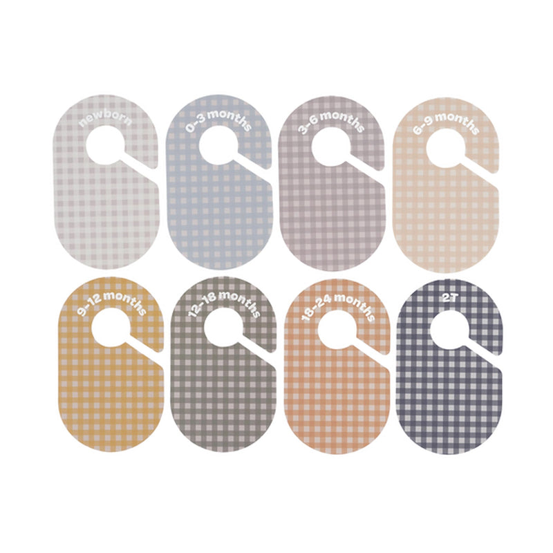 [Australia] - 3 Sprouts Baby and Toddler Hanger Closet Dividers Set of 8 - Durable Nursery Closet Organizer for Baby Clothes by Size/Age for Infant to Toddler, Boy & Girl - Gingham 
