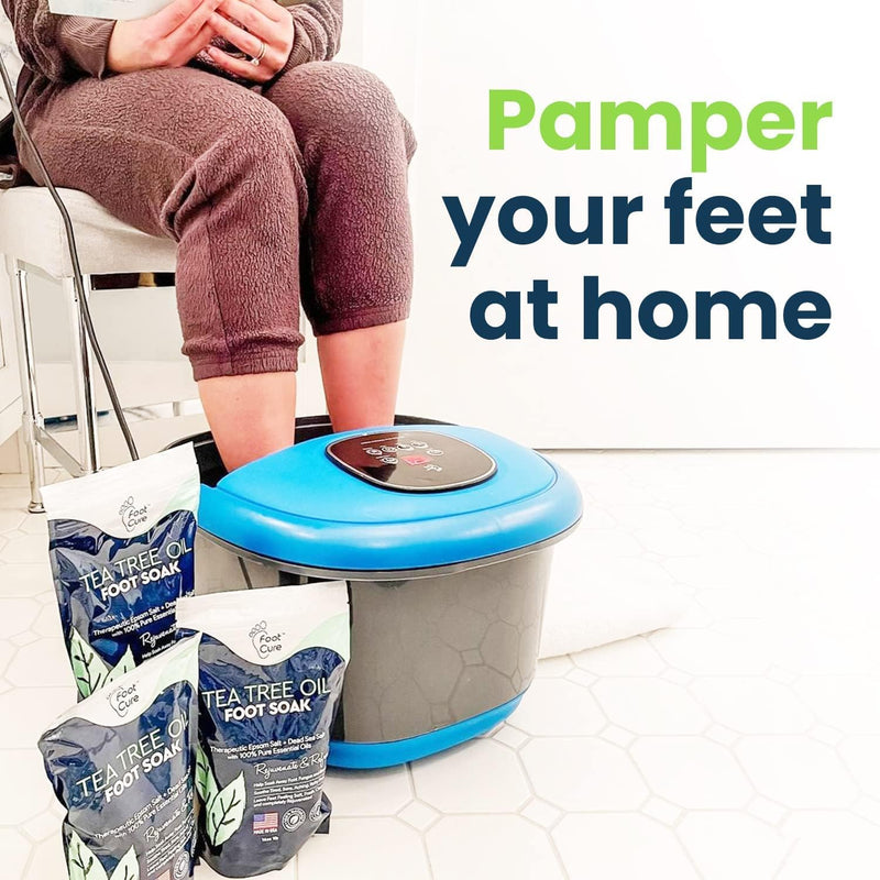 [Australia] - Tea Tree Oil Foot Soak with Epsom Salts for Foot Pain, Soreness, Athletes Foot - Odors Callus Remover for Feet with Extra Strength Gel & Foot Pumice Stone Set - Easy Way to Remove Hard Calluses 
