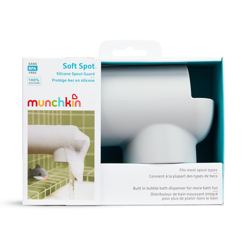 [Australia] - Munchkin¬Æ Soft Spot‚Ñ¢ Bath Spout Cover for Baby, Bathtub Guard with Built-in Bubble Bath Dispenser, Silicone, Grey 