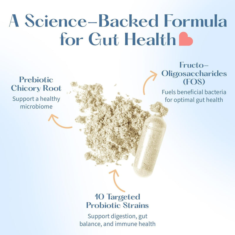 Lovebug Probiotics for Gut Health - 30 Billion CFU Formula with Prebiotic - 10 Strain Lactobacillus & Bifidobacterium Bio Culture Complex - Advanced Strength to Support Daily Gut Flora- 1 Month Supply
