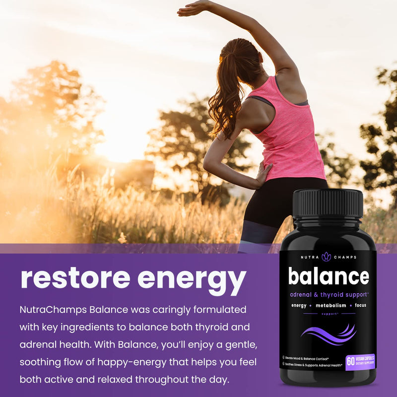 [Australia] - NutraChamps Thyroid Support & Adrenal Support Supplement 2-in-1 Formula with Iodine & Ashwagandha for Energy, Metabolism, Focus, Adrenal Fatigue & Stress Relief, Cortisol Balance for Women & Men 