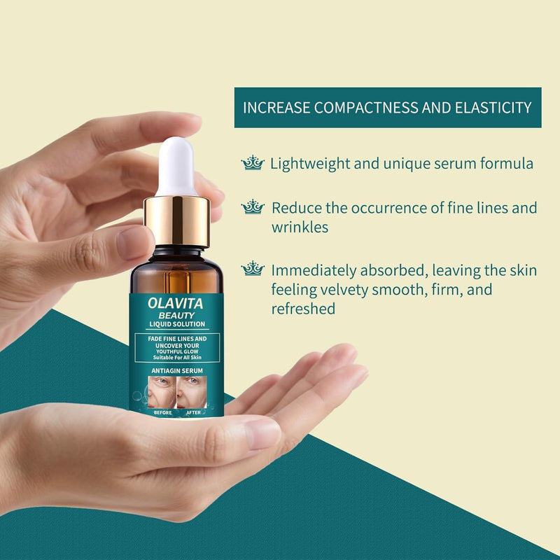 Original OLAVITA Facial Serum, Olavita Liquid Solution Anti Aging Serum, Vitamin C & E Serum, Promotes Skin Collagen Production, smoothes wrinkles and fine lines