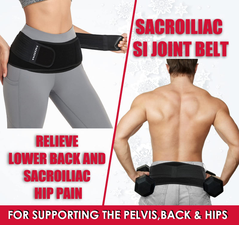 [Australia] - Sacroiliac SI Joint Hip Belt - Lower Back Support Brace for Men Women - Hip Braces for Hip Pain - Pelvic Support Belt - Trochanter Belt - Adjustable Sciatica Pelvis Lumbar Pain Relief ,REGULAR (Hip Size 30"-45") REGULAR (Hip Size 30-45 inch) Black 