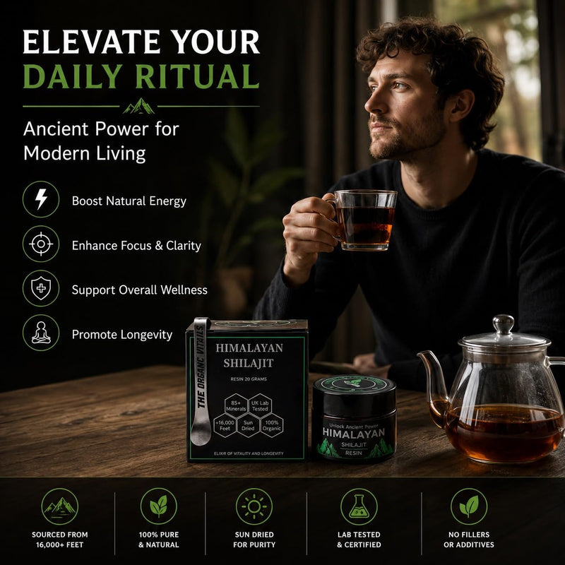 The Organic Vital Himalayan Shilajit Resin – Natural Energy and Vitality Support for Men and Women - 20g - Pure Mineral Supplement for Stamina & Brain Health