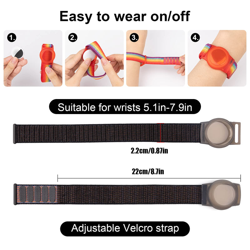 [Australia] - Kids Wristband Compatible with Apple AirTag, Protective Case for Air Tag GPS Tracker Holder with Nylon Bracelet, Adjustable Anti Lost Watch Band for Toddler Child Elder (Black) Black 