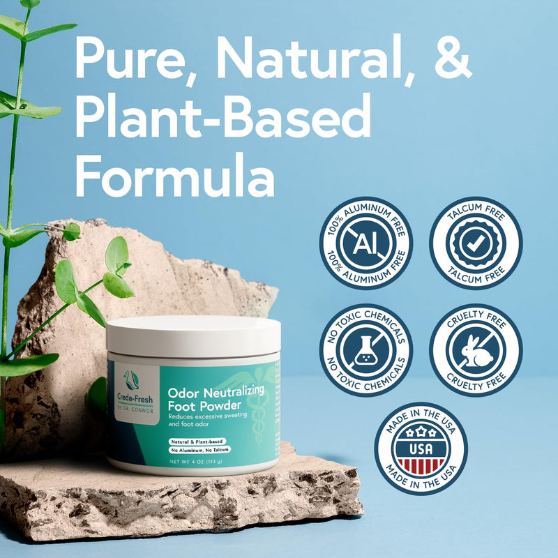 Foot Lotion to Powder for Excessive Sweating - Plant Based Foot Powder for Smelly Feet - Foot Odor Eliminator & Foot Lotion for Dry Feet - 4oz Unscented
