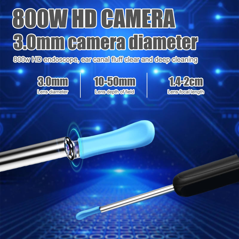 [Australia] - Delamiya Earwax Remover Otoscope, 1080P HD Otoscope with Camera Intelligent Wifi Ear Cleaner Otoscope Removal with 6 LEDs IP67 Waterproof Otoscope for iPhone Android Smartphones iPad Black 
