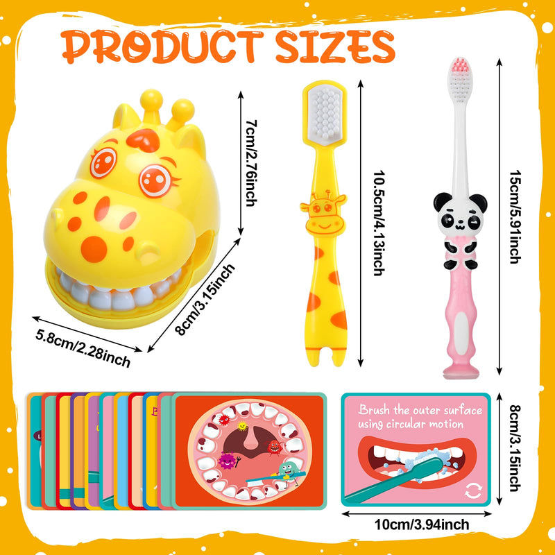 [Australia] - Skylety 2 Set Dentist Kit for Kids Dentist Play Set Dental Teeth Model with Toothbrush Child Dental Educational Card Standard Size Fake Brace Demonstration Teaching for Children Student(Giraffe) Giraffe 