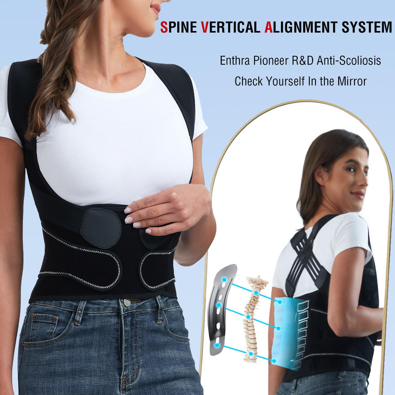 [Australia] - Back Brace Posture Corrector for Women and Men with Spine Vertical Alignment System, Lower Back Pain Relief, Back Straighter Instant Posture Corrector - Scoliosis Large (Waist 40"-47") Black 