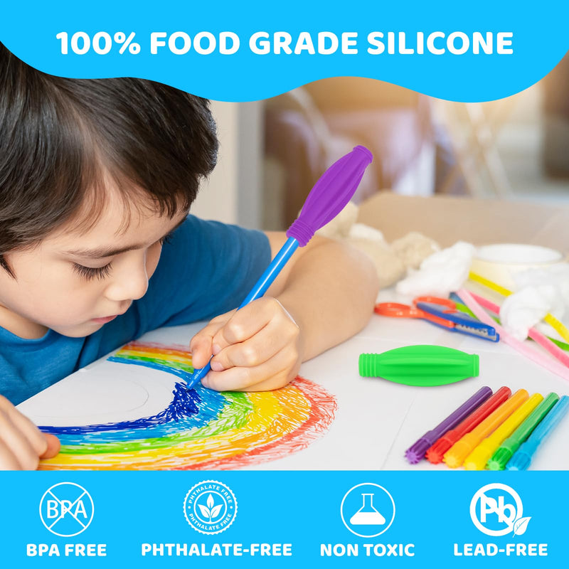 [Australia] - Pack of 8 ANSUG pencil topper chewing attachment pens silicone pencil topper blue + green + purple 