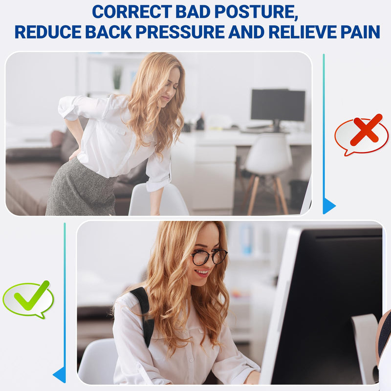 Posture Corrector for Women and Men, Adjustable Upper Back Brace, Spine Support Straightener, Neck, Shoulder, Back and Lumbar Pain Relief, Comfortable & Breathable Black 1