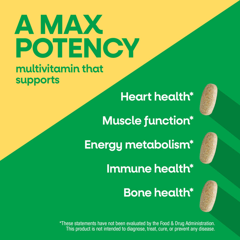 Nature's Way Alive! Max3 Potency Adult Daily Multivitamin with Iron, 90 ct | High Potency Adult Multivitamins to Support Cellular Energy Metabolism, Heart, and Muscle Function*, Tablets for Women & Men 90 Count (Pack of 1)