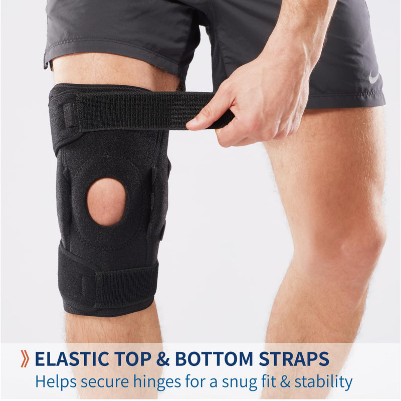 [Australia] - Adjustable Hinged Knee Brace, with Dual Side Polycentric Hinges – Stabilizing Knee Brace for ACL PCL MCL Ligament Injuries, Meniscus Tear, Arthritis, Surgery Recovery (L/XL) L/XL 
