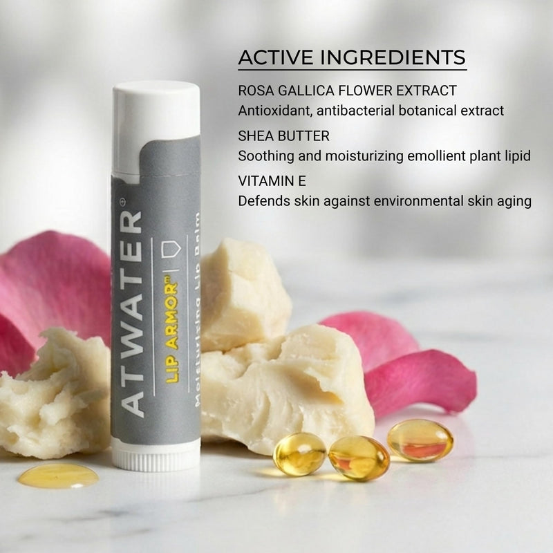 ATWATER Moisturizing Lip Balm for Dry, Chapped Lips, Low Shine 0.15 oz | Made with shea butter, vitamin E & squalane to hydrate, soothe & help protect dry, chapped lips, fragrance-free 1 Count (Pack of 1)
