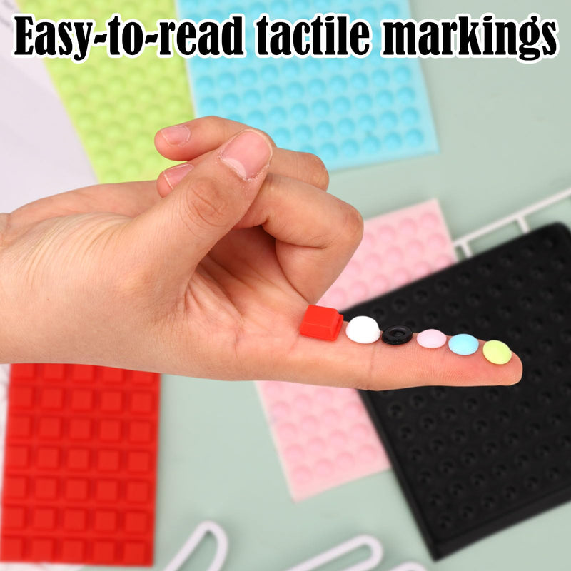 500pcs Bump Dots for Visually Impaired, Assorted Sizes Braille Stickers Low Vision Aids Products Tactile Dots for Blind & Elderly (Red, Light Blue, Green, Pink, Milky-White, Black)