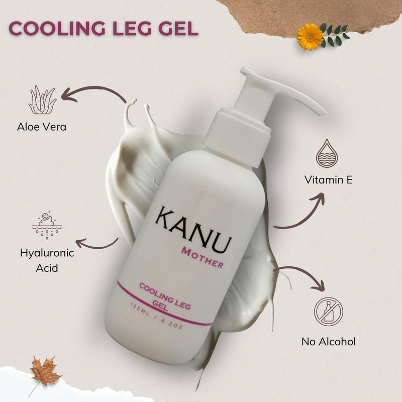 [Australia] - KANU Pregnancy Cooling Leg Gel with Peppermint Oil & Vitamin E- Safe Maternity Skincare for Swollen Legs, Tired Feet and Ankle Relief- Hydrating Cream for Expecting Moms 
