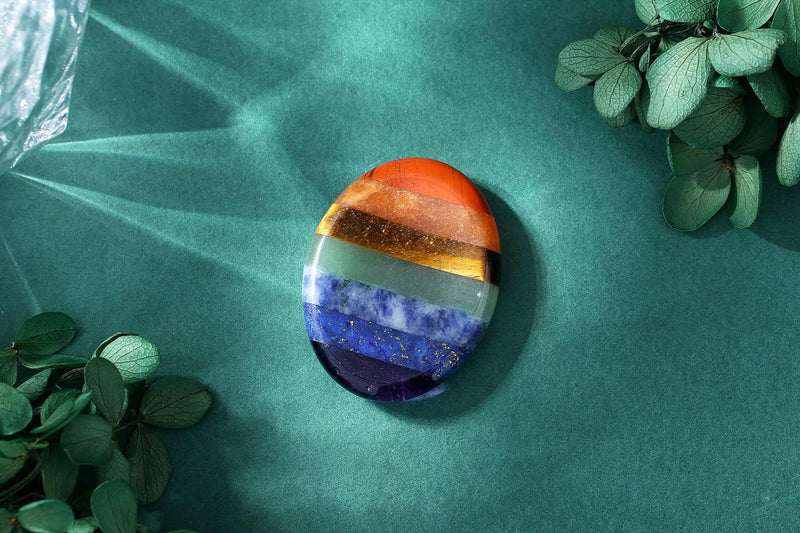 [Australia] - XIANNVXI Chakra Crystals Stones Crystal Worry Stones Thumb Gemstones Healing Stones Naturally Polished Oval Palm Pocket Stone Anxiety Stress Relief Meditation A-chakra 