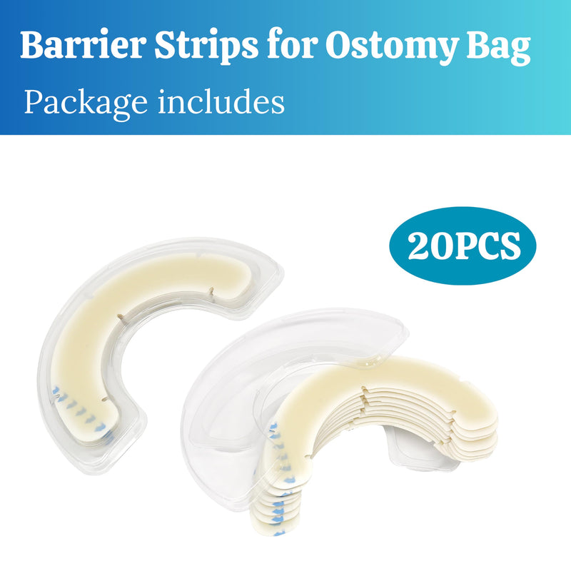 [Australia] - 20pcs Ostomy Barrier Strips, Elastic Medical Hydrocolloid Adhesive Tapes, Ostomy Supplies Wafer Extenders for Colostomy Bags 