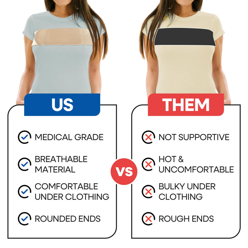 [Australia] - Post Op Breast Augmentation Band | Breast Implant Chest Brace For Women | Compression Wrap Post Surgery Bra Belt | No Bounce Stabilizer Strap | Sport Bra Alternative For Running Working Out (Fits Most) Beige 