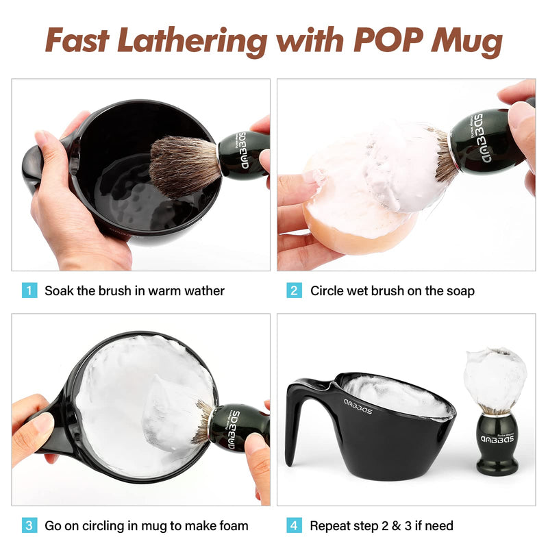 [Australia] - Anbbas badger hair shaving brush with 100g shaving soap bar and foaming Way POP cup A5 melamine, foaming set for men, wet shaving, women, girls, hair removal dark green 