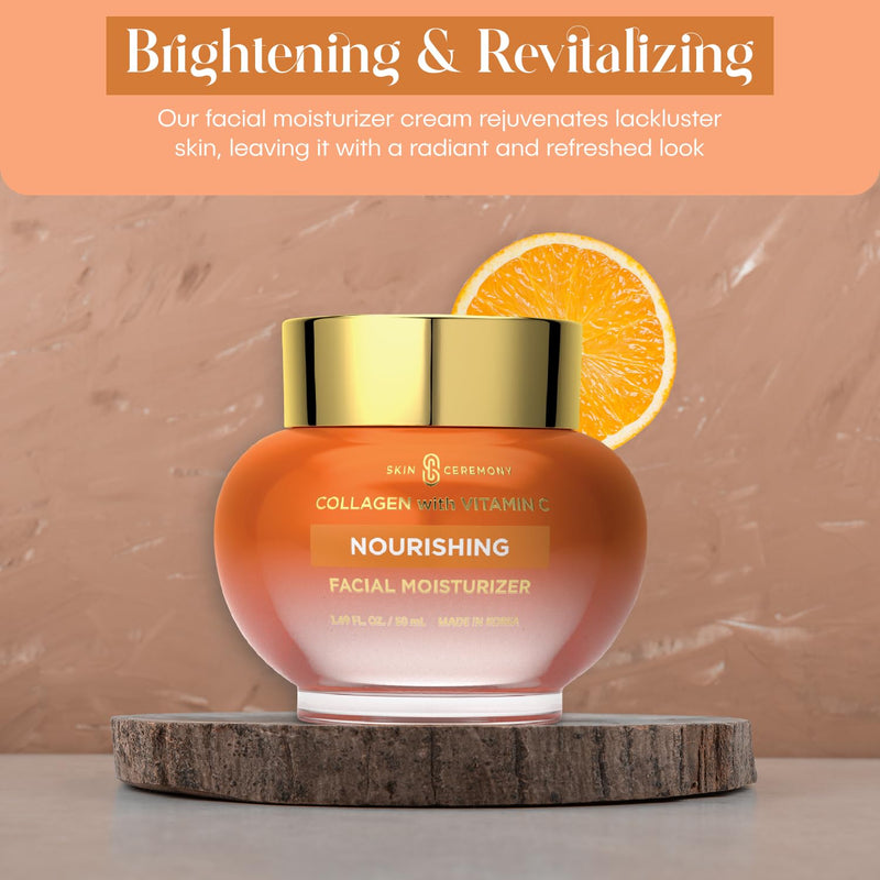 Collagen & Vitamin C Moisturizer - Brightens Skin, Reduces Fine Lines & Wrinkles - Anti-Aging, Dermatologist Tested, Clean Beauty, Korean Skin Care - 1.69 FL.OZ. Collagen & Vitamin C