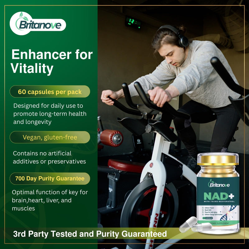 NAD+ with Trans Resveratrol Capsules 650mg, High Strength NAD+ Supplement for Energy, Anti-Aging, DNA Repair & Cellular Health 60 Capsules