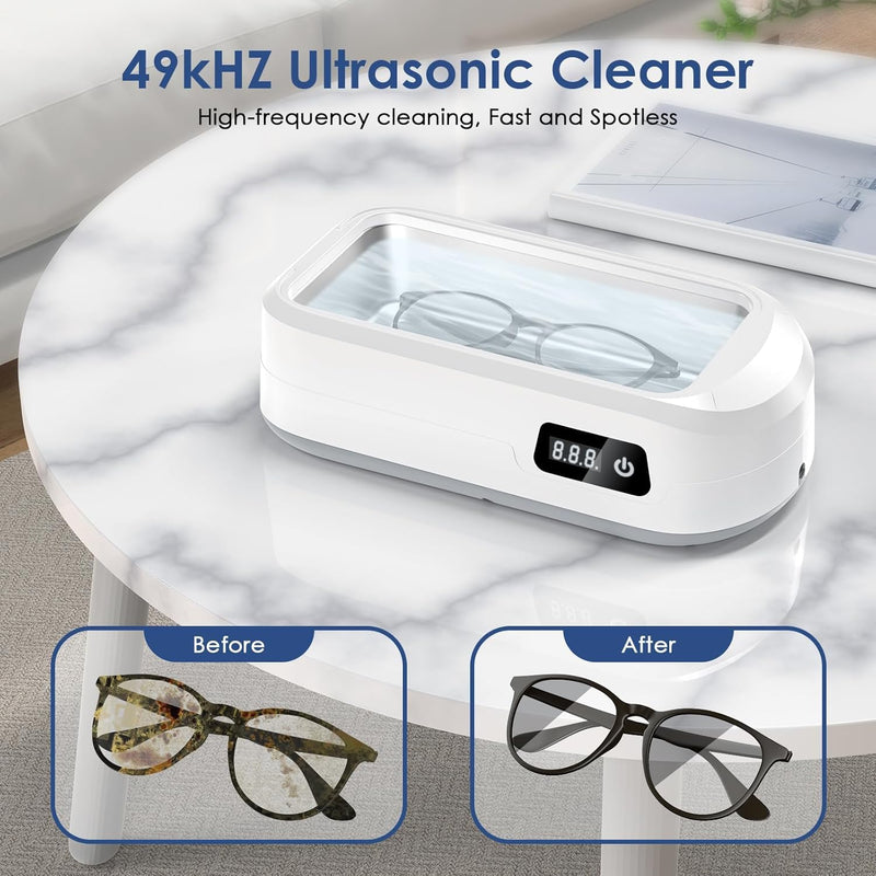 [Australia] - Ultrasonic cleaner, high frequency ultrasonic jewelry cleaner, portable glasses cleaner machine with 4 cleaning modes, 49000Hz ultrasonic cleaning for jewelry, glasses, watches, dentures 640ml 