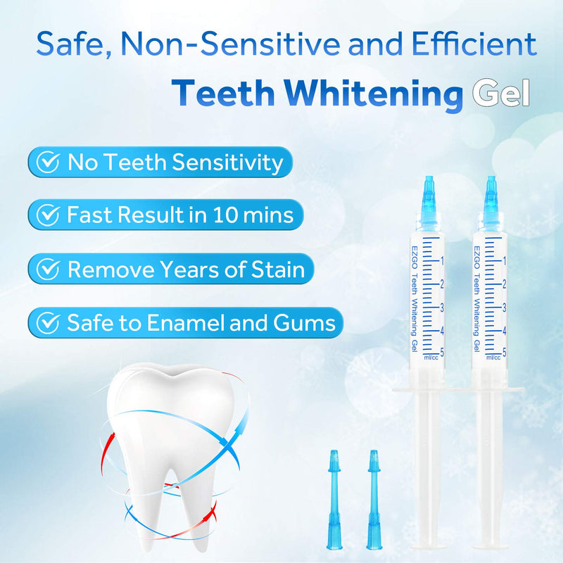 EZGO 10 Pack Teeth Whitening Gel Refills 22% Bleaching Gel, No Sensitive Teeth Whitener, Great for Sensitive Tooth Whitening, Carbamide Peroxide Teeth Whitening Gel, Mint Flavor (10X 5ML) 10*5ml
