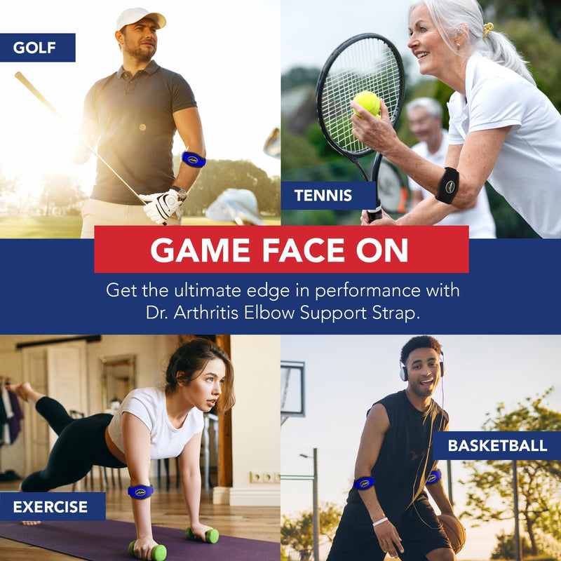Tennis Elbow Brace & Adjustable Arm Band Support for Pain Relief for Tendonitis, Golfers Elbow Strap, Comfortable, Removable Arm Wrap (Pair, Blue)