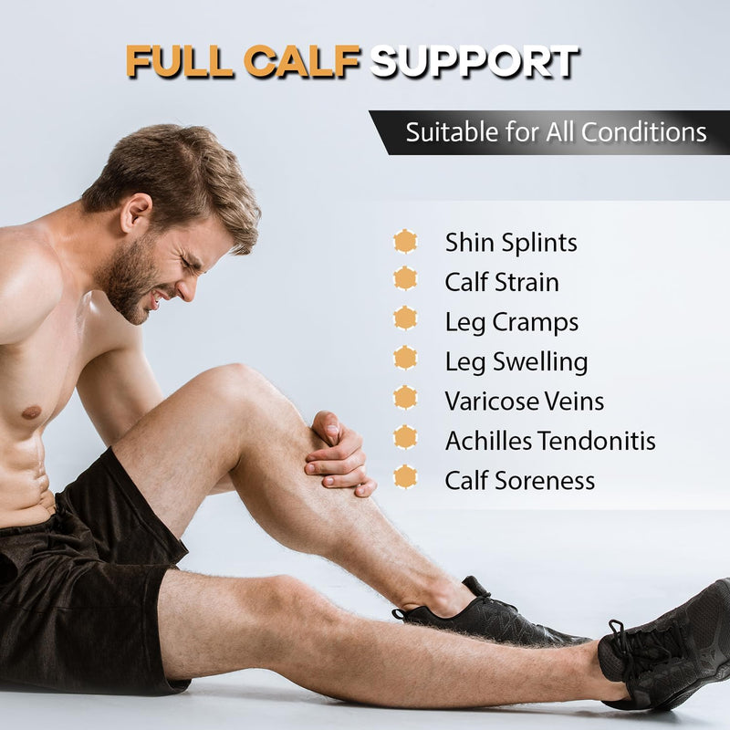 Copper Calf Compression Sleeve for Men and Women, Shin Splint Compression Sleeve for Legs Pain Relief, Footless Compression Socks for Varicose Veins (Nude, Medium) Nude
