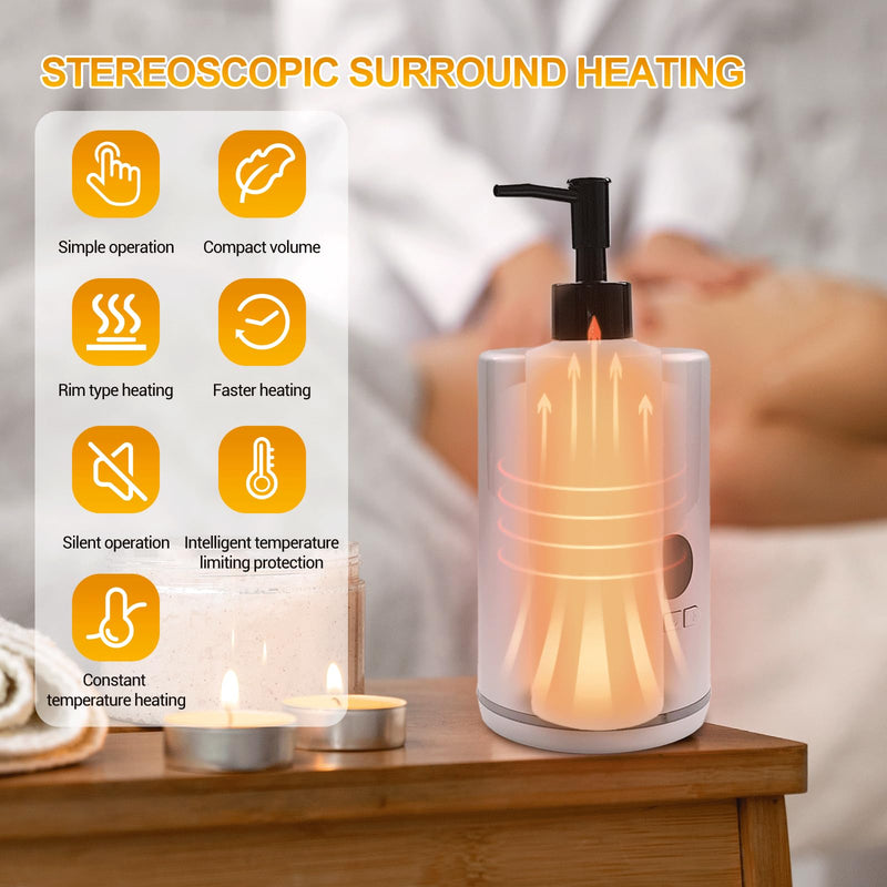 [Australia] - Oil Warmer for Massage, Mezsocly massage oil warmer for scented oil, Oil Warmer, Body Oils Heater for Spa, Salon and Barber Shops, with 2 Oil Bottle Dispensers, Constant Temperature, White Ceramic White 
