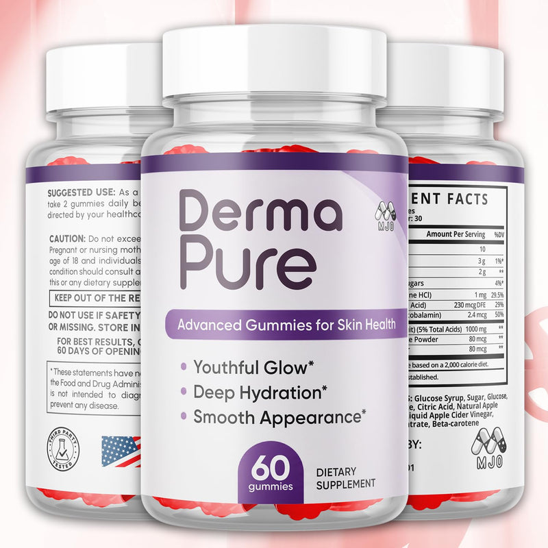 Derma Pure Gummies, Official Derma Pure Supplement Formula (60 Gummies)