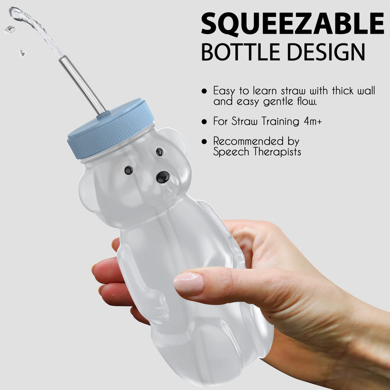 [Australia] - Honey Bear Straw Cup for Babies 3 pack;8oz straw bear cup with improved safety lid design; honeybear baby cup straw; honey bear cup; honey bear bottle.Straw learning therapy cup(Blueberry Pie-BLUE) Blueberry Pie- BLUE 