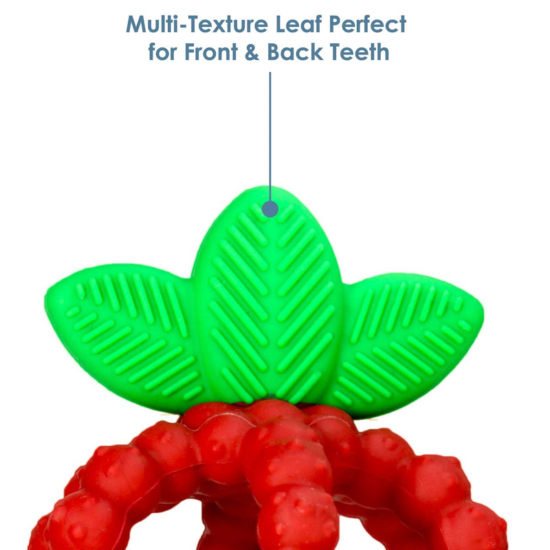 [Australia] - RaZbaby Silicone Infant & Baby Teething Toy, Textured BerryBumps Soothe Babies’ Sore Gums, RaZberry Bites Relief Teether, Back & Front Teeth, BPA Free, Easy to Hold, Fruit Shape for Babies 3M+ - Red 