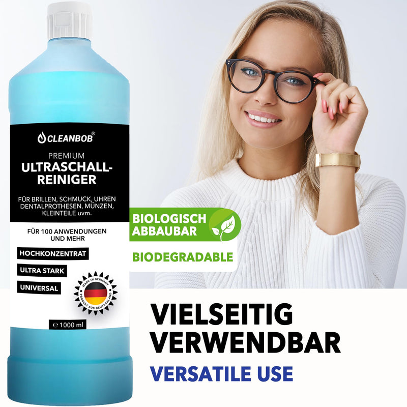 [Australia] - Premium ultrasonic cleaner concentrate 1L I cleaning glasses, jewelry, watches, dentures I ultrasonic bath suitable for all ultrasonic devices I silver jewelry cleaner 