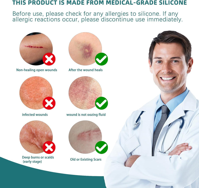[Australia] - Silicone Scar Sheets, Silicone Scar Tape(1.6”x 60” Roll-1.5M), Silicone Scar Strips, Professional Scar Removal Sheets for Surgical Scars, Keloid, C-Section, Burn et 
