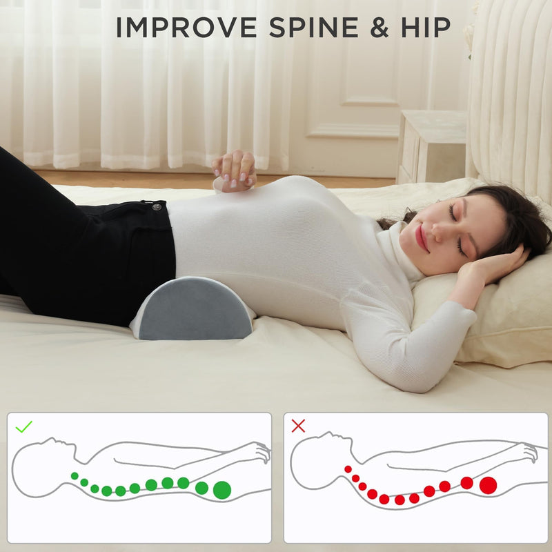 [Australia] - Knee Pillow for Back Sleeping Half Moon Bolster Pillow Wedge Pillow for Back Sleepers Under Knee Pillow for Sleeping on Back Leg Pillow for Neck Pain Relief, 18.5" X 8" X 4.5" 18.5"X8"X4.5" 