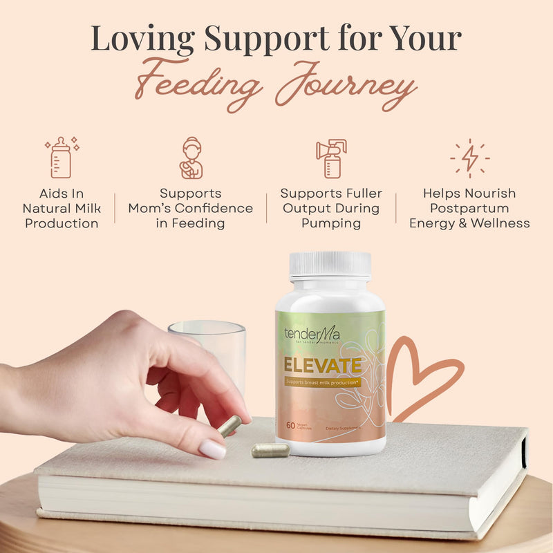 [Australia] - Elevate Lactation Supplement | Natural Lactation Support for Breastfeeding Mothers | Breast Milk Supply Increase Support | Fenugreek, Moringa, Alfalfa & More | Vegan, Non-GMO, 60 Capsules ELEVATE 60 Count (Pack of 1) 