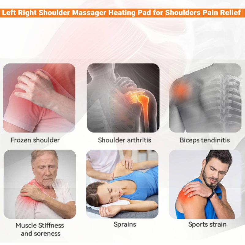 [Australia] - Heated Shoulder Brace for Men Women, USB Rechargeable Shoulder Heating Pads, Shoulder Massager for Pain Relief, Cordless Heated Shoulder Wraps for Left Right Rotator Cuff Support, 5000mAh 