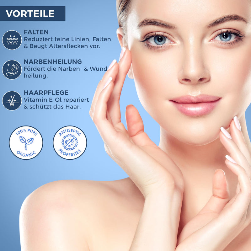 [Australia] - Kanzy Vitamin E Oil Organic Drops for Cosmetics 60ml 100% Natural d-alpha-tocopherol, Anti-Wrinkle, Anti-Aging, Pure Vitamin E Oil Against Wrinkles of All Types, Face, Nails and Hair 60ml (Pack of 1) 