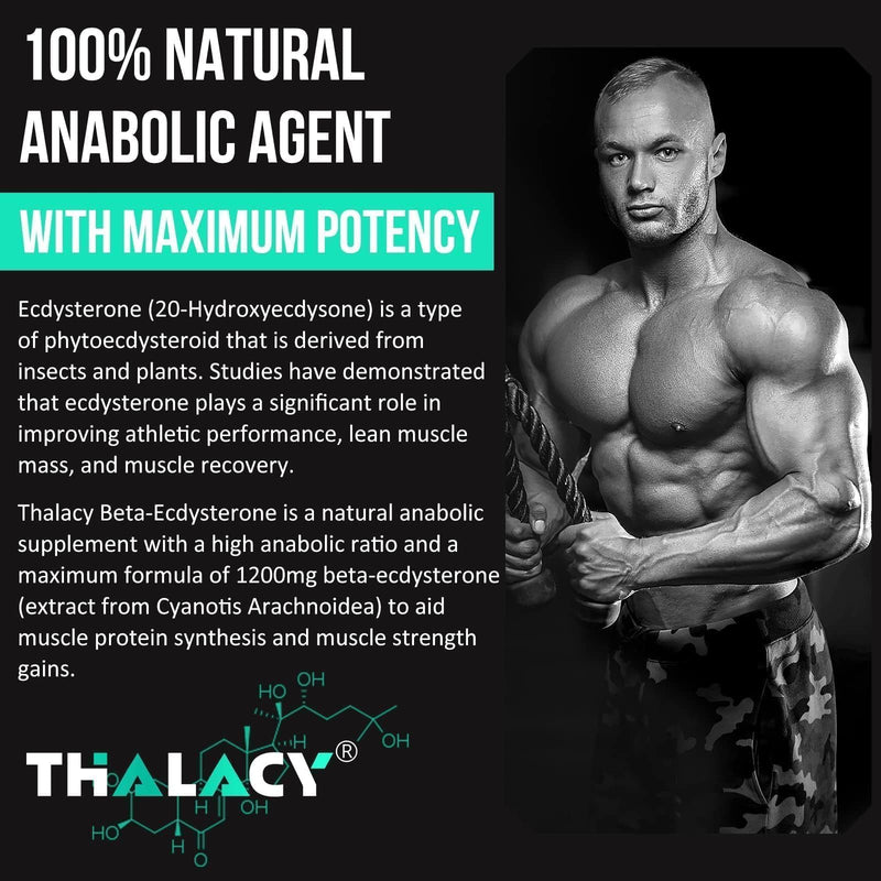 [Australia] - 1200MG Beta Ecdysterone Supplement, 98% Maximum Purity Ecdysterone Supplements for Lean Muscle Mass, Athletic Performance & Strength, 120 Capsules 60 Count (Pack of 2) 