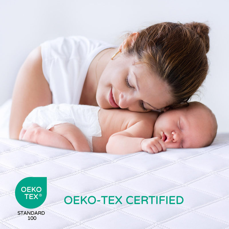 [Australia] - Yoofoss Waterproof Crib Mattress Protector 2 Pack, Quilted Crib Mattress Pad Cover Ultra Soft and Breathable, Machine Washable Toddler Mattress Protector for Standard Baby Crib Size 52''x28'' White (2 Pack) Microfiber 