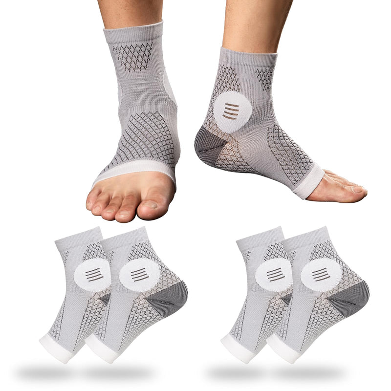 2Pairs Neuropathy Socks for Women Men, Ankle Compression Sleeve,Diabetic Neuropathy Sock,Soothe Pain Relief Compression Socks for Plantar Fasciitis and Ankle Swelling Gray XL X-Large